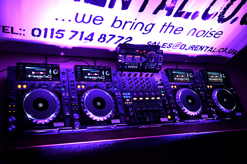 CDJs and Mixer with Ambient Light