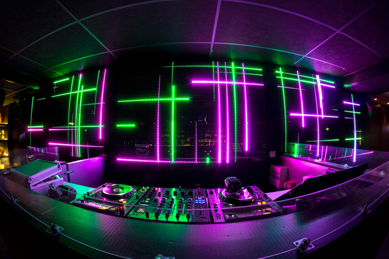 DJ Booth with Neon Lights