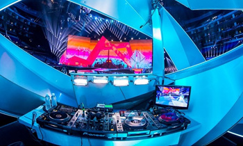Futuristic DJ Booth at Club