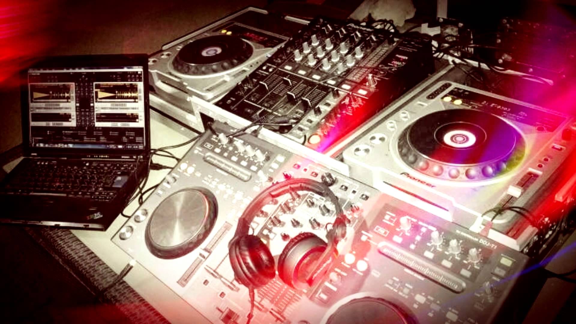 Four CDJs and Mini Laptop