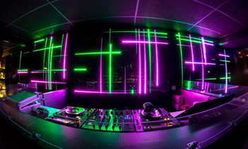 DJ Booth with Neon Lights