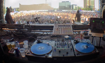 EDM DJ Booth with Big Crowds