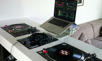 Living Room Setup with Nice DJ Table