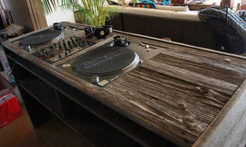 Wooden Table with Technics